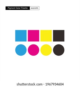 Pigment Color Palette CMYK . Primary Colors For Printed Products 