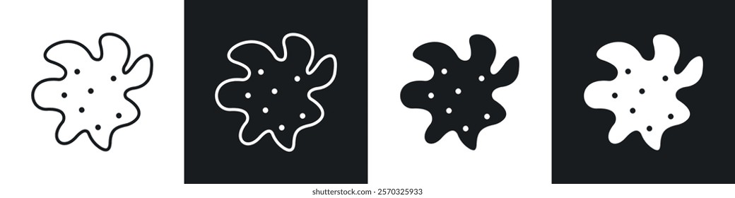 Pigment icons vectors set in black. line and flat versions