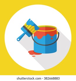 Pigment paint and brush flat icon