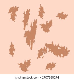 Pigmentation on the skin background. A pigmented spot on the skin of the face. Vector illustration