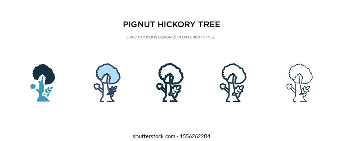pignut hickory tree icon in different style vector illustration. two colored and black pignut hickory tree vector icons designed in filled, outline, line and stroke style can be used for web,