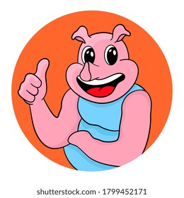 pig's face giving a thumbs up. vector illustration cartoon