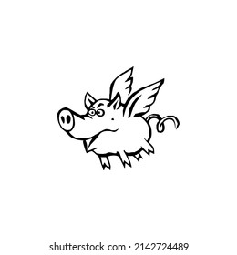 
Pigs have wings. Flying looks fun. Simple vector.