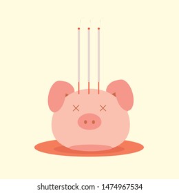 Pig's head boiled in an important celebration of Asian people.