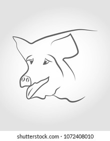 The pig's head. Drawing by hand. Vector illustration