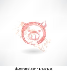 Pig's head grunge icon