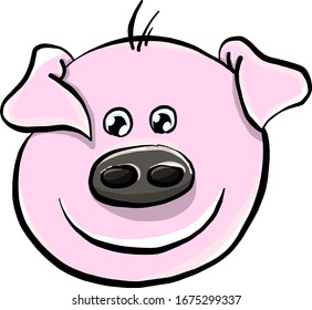 Pigs head, illustration, vector on white background.