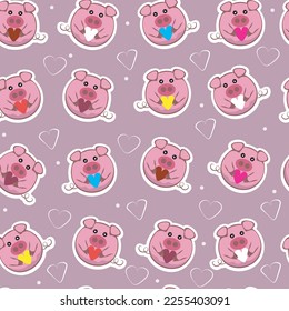 
Pigs with a heart.Pattern. Vector 