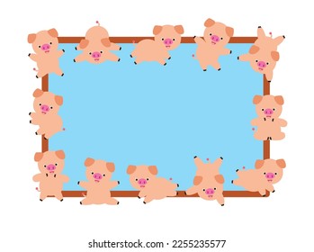 pigs in many happy action