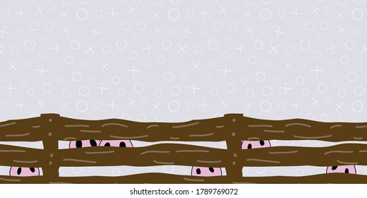 Schweine nähen durch Ferkeln von horizontalen Rändern nahtlose Vektorgrafik-Muster Oberflächendesign