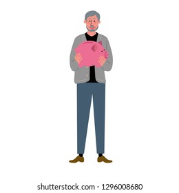 Pigs piggy bank and senior illustration