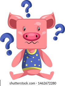 Pigs with question marks, illustration, vector on white background.