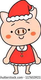 Pig's Santa Claus motional expression