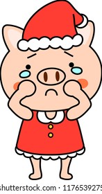 Pig's Santa Claus motional expression