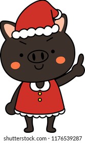 Pig's Santa Claus motional expression
