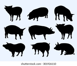 Pigs Silhouette Set