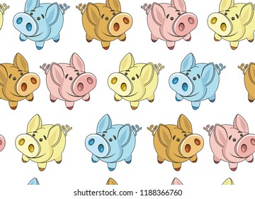 Pigs texture, many piglets, vector illustration