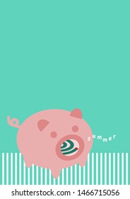 Pig-shaped mosquito coil holder and summer.  Vector illustration. svg