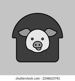 Pigsty isolated grayscale icon. Farm animal sign. Graph symbol for your web site design, logo, app, UI. Vector illustration