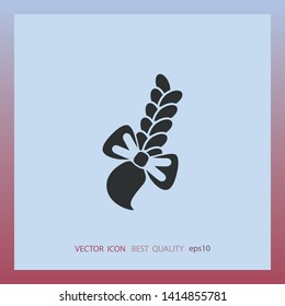 Pigtail with bow, vector icon, web design element