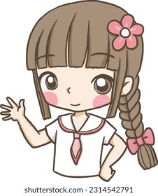 pigtail girl cartoon doodle kawaii anime coloring page cute illustration drawing character chibi manga comic