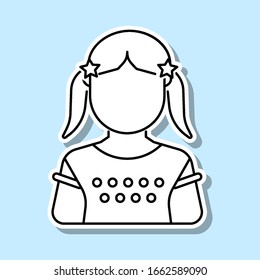 Pigtails girl avatar sticker icon. Simple thin line, outline vector of avatar icons for ui and ux, website or mobile application