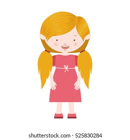 pigtails hair girl with rose dress