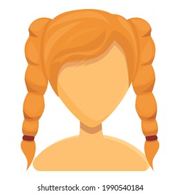 Icono de peinado de Pigtails. Caricatura de Pigtails icono vectorial de peinado para diseño web aislado en fondo blanco