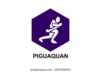 Piguaquan (chop-hanging fist) sport vector line icon. sportsman, fighting stance. sport pictogram illustration.