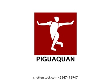 Piguaquan (chop-hanging fist) sport vector line icon. sportsman, fighting stance. sport pictogram illustration.