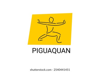 Piguaquan (chop-hanging fist) sport vector line icon. sportsman, fighting stance. sport pictogram illustration.