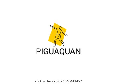 Piguaquan (chop-hanging fist) sport vector line icon. sportsman, fighting stance. sport pictogram illustration.