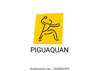 Piguaquan (chop-hanging fist) sport vector line icon. sportsman, fighting stance. sport pictogram illustration.