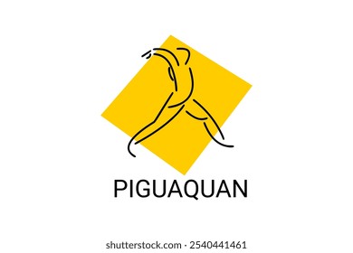 Piguaquan (chop-hanging fist) sport vector line icon. sportsman, fighting stance. sport pictogram illustration.