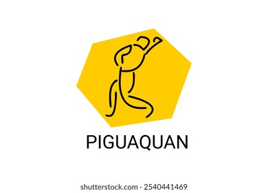 Piguaquan (chop-hanging fist) sport vector line icon. sportsman, fighting stance. sport pictogram illustration.