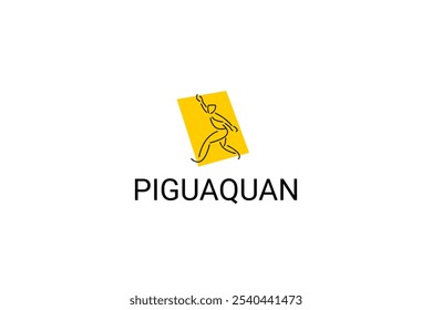 Piguaquan (chop-hanging fist) sport vector line icon. sportsman, fighting stance. sport pictogram illustration.