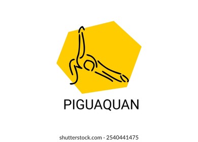 Piguaquan (chop-hanging fist) sport vector line icon. sportsman, fighting stance. sport pictogram illustration.