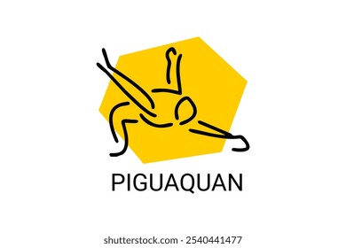 Piguaquan (chop-hanging fist) sport vector line icon. sportsman, fighting stance. sport pictogram illustration.