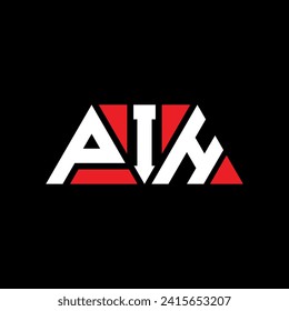 PIH triangle letter logo design with triangle shape. PIH triangle logo design monogram. PIH triangle vector logo template with red color. PIH triangular logo Simple, Elegant, and Luxurious design.
