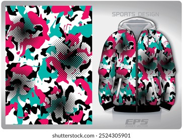 piink green pastel camouflage pattern design, illustration, textile background for sports t-shirt, football jersey shirt mockup for football club. consistent front view