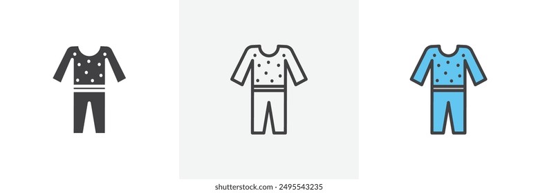 Pijama icon symbol collection on white background.