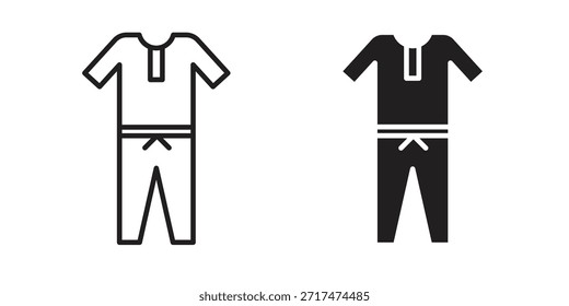 Pijama-Symbole. Pixel perfekt. Vektorkontursymbol. Flaches Logo-Konzept.