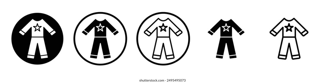 Pijama vector icon set in black and white color.