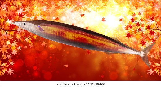 pike Autumn red leaves background