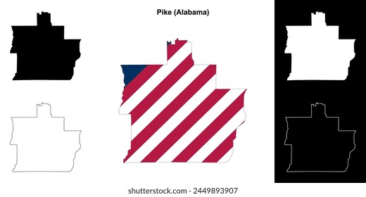 Pike County (Alabama) outline map set