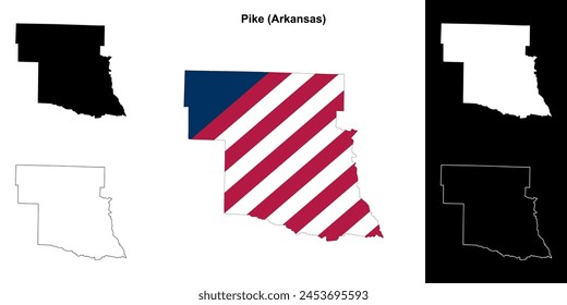 Pike County (Arkansas) outline map set