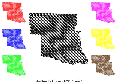 Pike County, Arkansas (U.S. county, United States of America,USA, U.S., US) map vector illustration, scribble sketch Pike map