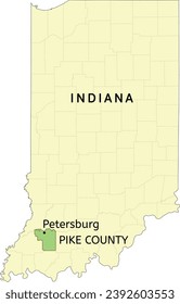 Pike County and city of Petersburg location on Indiana state map