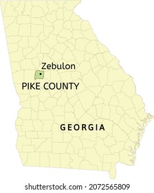Pike County and city of Zebulon location on Georgia state map