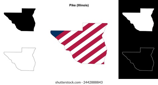 Pike county (Illinois) outline map set